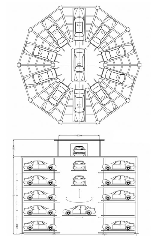 Bản vẽ tham khảo mẫu đỗ xe dạng tháp
